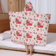 thumbnail image 5 of Pink Christmas Red Truck and Snowman Pattern Hooded Bath Towel，50"x30" for Ages 3 To 12 Kids, Quick Dry Lightweight Soft Microfiber Hood Beach Towel Cover Up for Kids, 5 of 7