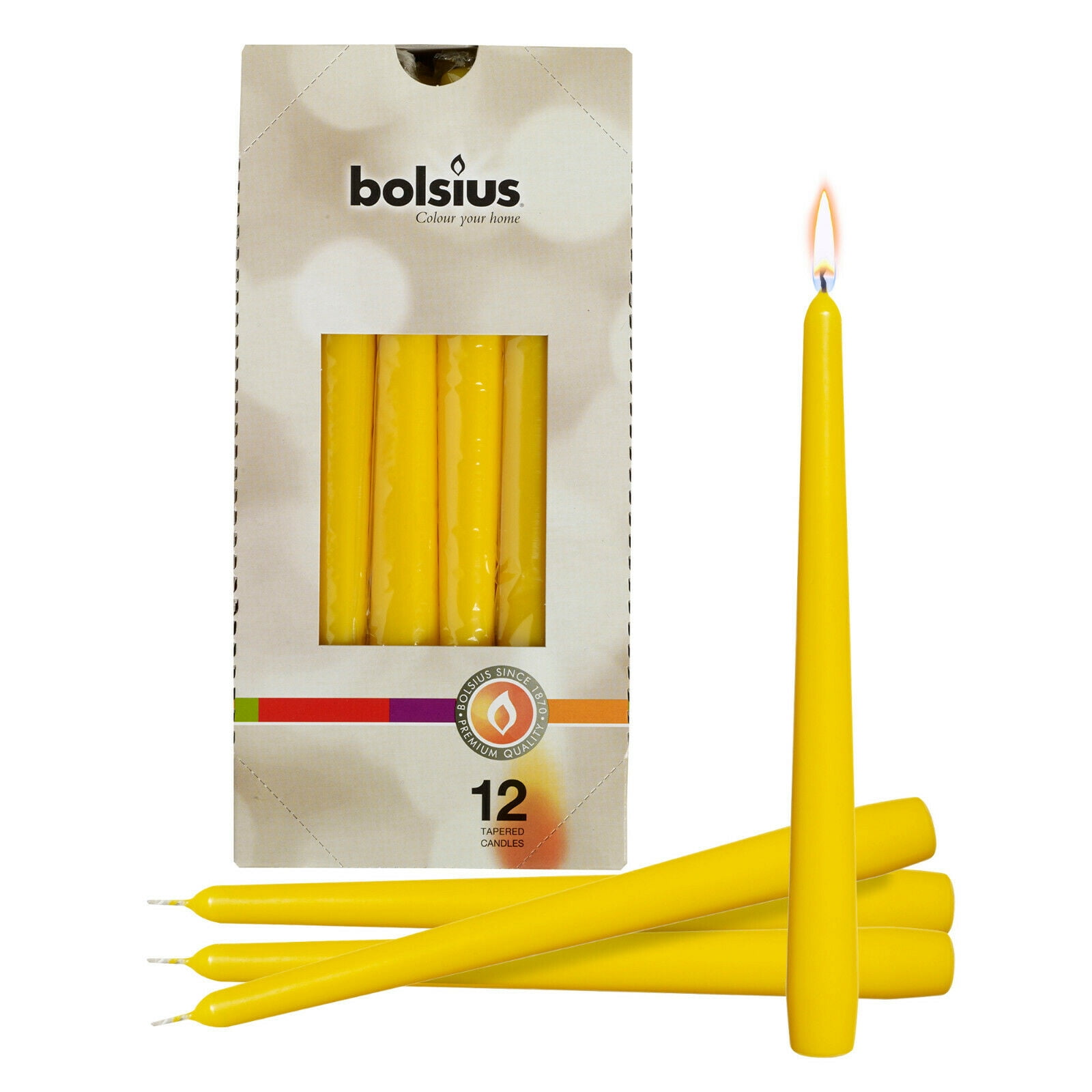 Great Value! 5 Yellow Table Candles 7hr Burn Tapered Non Drip Candle Cheap 