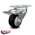 thumbnail image 2 of 3 Inch Black Polyurethane Wheel Swivel Top Plate Caster with Total Lock Brake, 2 of 2