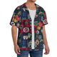 thumbnail image 2 of Balery Adventure Camping Badge Camisa Casual de Manga Corta con Botones para Hombre, Texturizada, Estilo Cubano, para Playa, Verano-Medium, 2 of 5