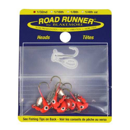 Blakemore Road Runner Heads, Fluorescent Red, 1/32 oz. 5 Pack