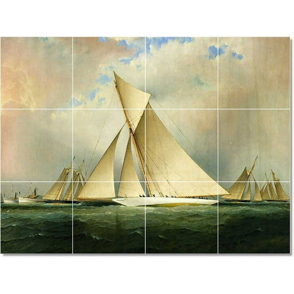 Ceramic Tile Mural-James Buttersworth Ship Boat Painting 116. 17" w x 12.75" h using (12) 4.25 x 4.25 ceramic tiles
