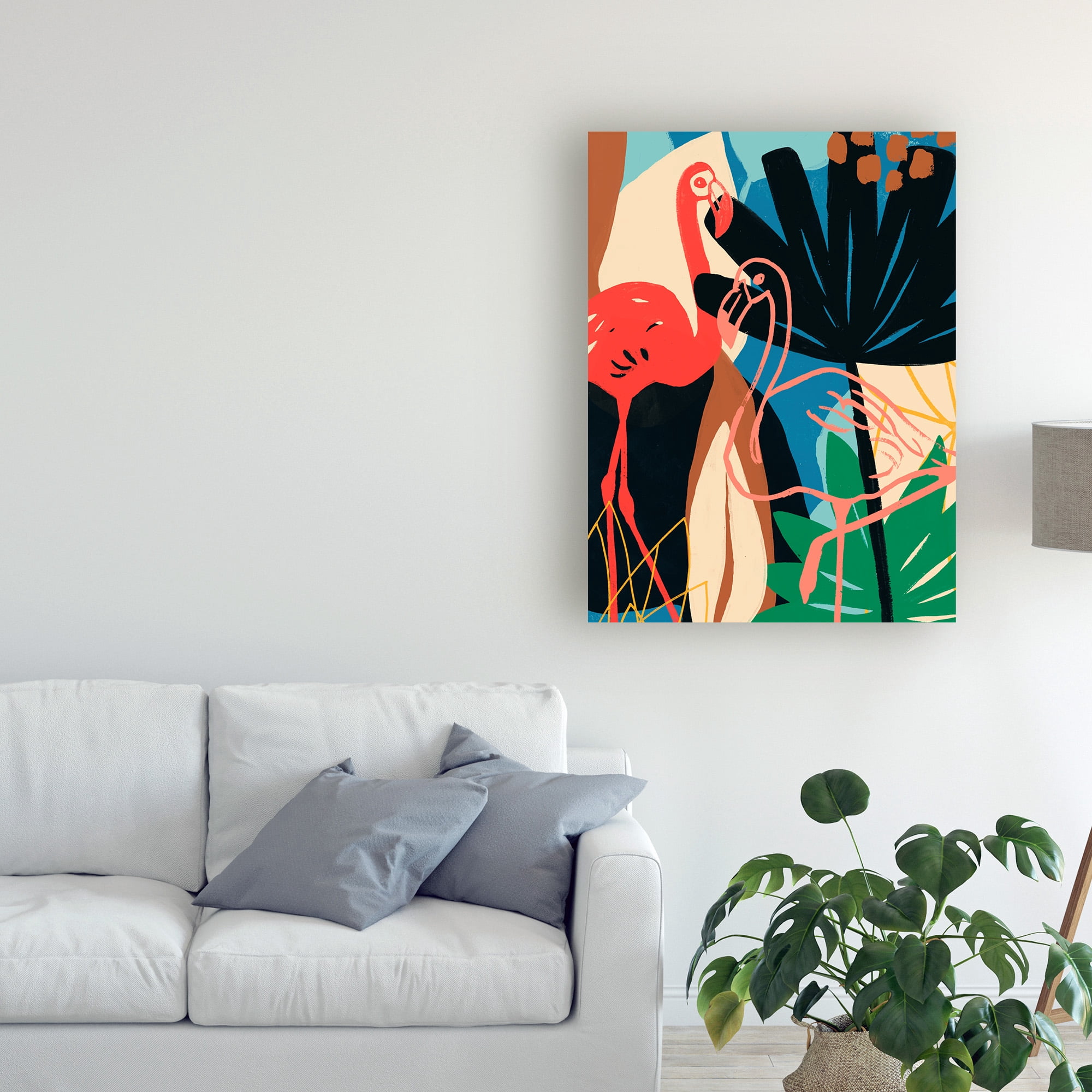 Trademark Fine Art 'Funky Flamingo I' Canvas Art by June Erica Vess
