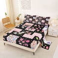 thumbnail image 2 of Manfei Pink Stripes Bowknot Queen Sheet Sets 4 Pieces for Girls,Chic Flowers Plaid Bed Set for Teens Female,Lightweight Room Decor, 2 of 5