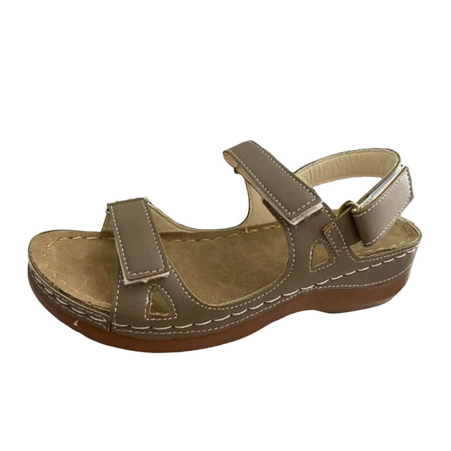 IUJSOY Womens Flat Sandals Comfort Open Toe Slingback Walking Sandals Low Wedge Slip on Shoes