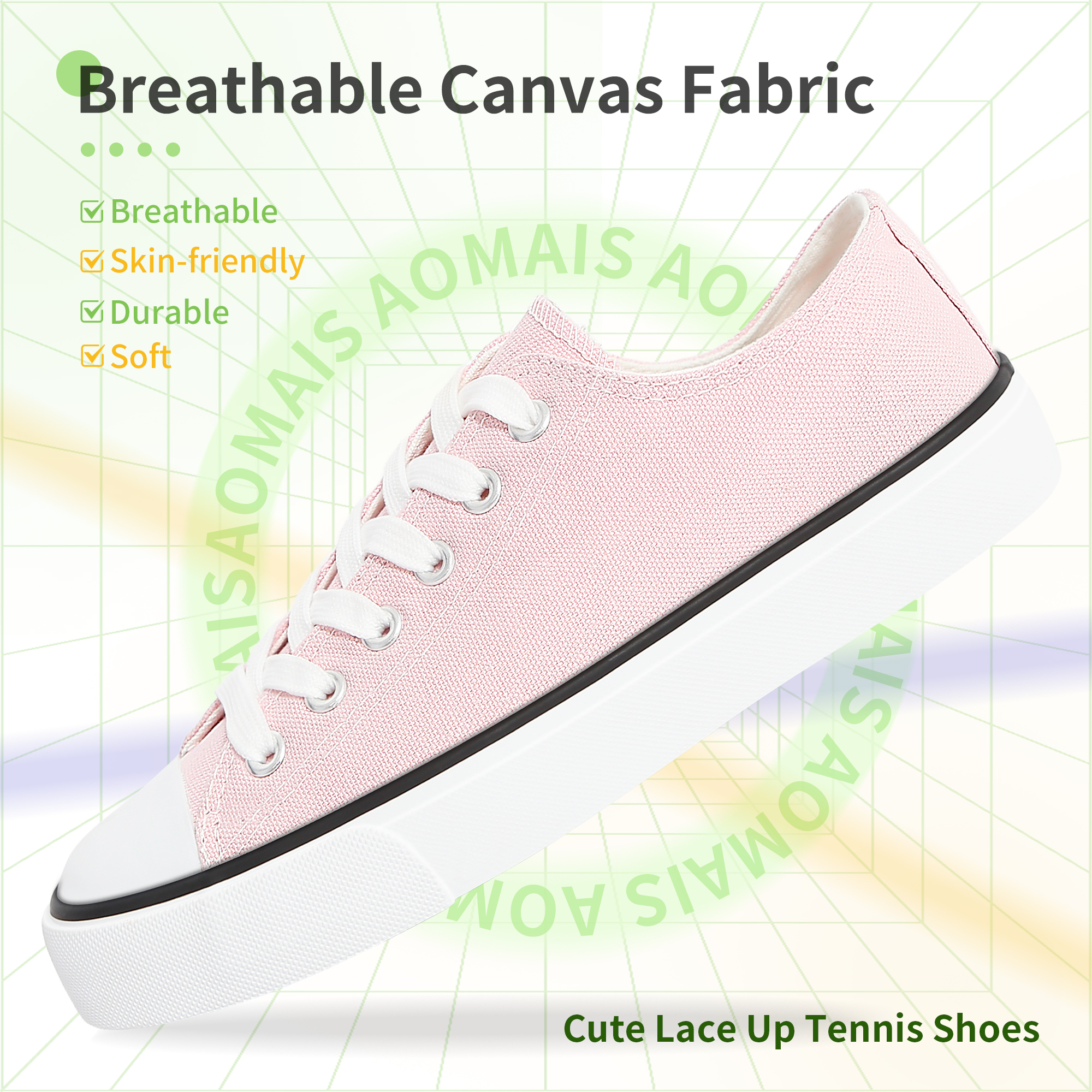 Aomais Women's Canvas Lace-Up Sneakers photo 2