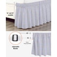 thumbnail image 3 of Purple Wrap Around Bed Skirts for California King Bed 18" Drop,Bed Skirt with Adjustable Elastic Belt Dust Ruffle Bed Valance for Bedroom Grid Checkered Plaid Gingham Lattice Trellis Bed Frame Cover, 3 of 7