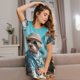 thumbnail image 3 of Fotbe Stylish Dog in Denim Outfit Bata de Dormir para Mujer con Estampado, Camisón de Algodón de Manga Corta, Ropa de Dormir Casual, 3 of 6