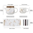 thumbnail image 3 of Taimei Teatime Tea Set for Adults, 25 oz White Ceramic Teapot Set with Infuser, Tea Cups and Ceramic Serving Tray, Modern Marble Design Tea Sets for Women, Tea Gift Set for Tea Lover, 3 of 8
