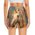 thumbnail image 2 of Lsque Rainbow White Horse Printed Women's Running Shorts with Liner Pockets,Elastic Quick Dry Workout Athletic Gym Yoga Shorts,Womens High Waist Shorts-XX-Large, 2 of 9