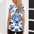 thumbnail image 5 of Dreluolixua Shirt Women Satin Plus Size V Neck Tee Lightweight Short Sleeve Shirt Print Soft Tops, 5 of 7