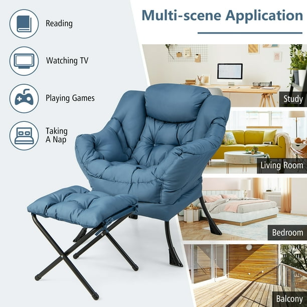 Gymax Lazy Sofa Chair Accent Leisure Armchair with Folding