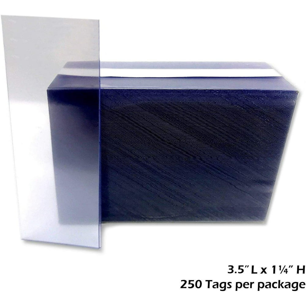 1.25" x 3.5" Clear Plastic Tags, Shelf Label Holders 250