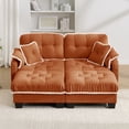 thumbnail image 4 of Harper & Bright Designs Chenille Loveseat Sofa with 2 Ottomans, Cloud Couch Chaise Lounge, 2 Seater Tufted Sectional Sofa with Deep Seat and 4 Pillows for Living Room, Orange, 4 of 12