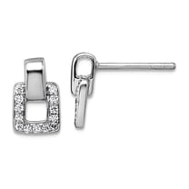 925 Sterling Silver Rhodium Plated Cubic Zirconia Square Post Earrings 10.5x6.4mm Wide Stud Earring for Women