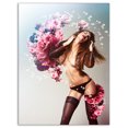 thumbnail image 2 of Femme Sexy Marron avec Fleurs - Impression sur Toile Portrait, 2 of 3