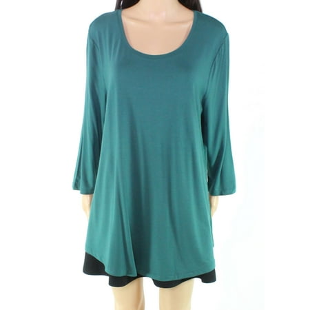 Women's Knit Top 3/4 Sleeve Solid Scoop Neck XL