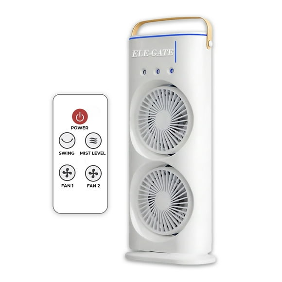 Ventilador de Torre Doble con Nebulización Ele Gate Base Giratoria Control Remoto