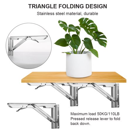 Pack of 2 Wall Mounted Triangular Bracket Stainless Triangular Holder 2 ...