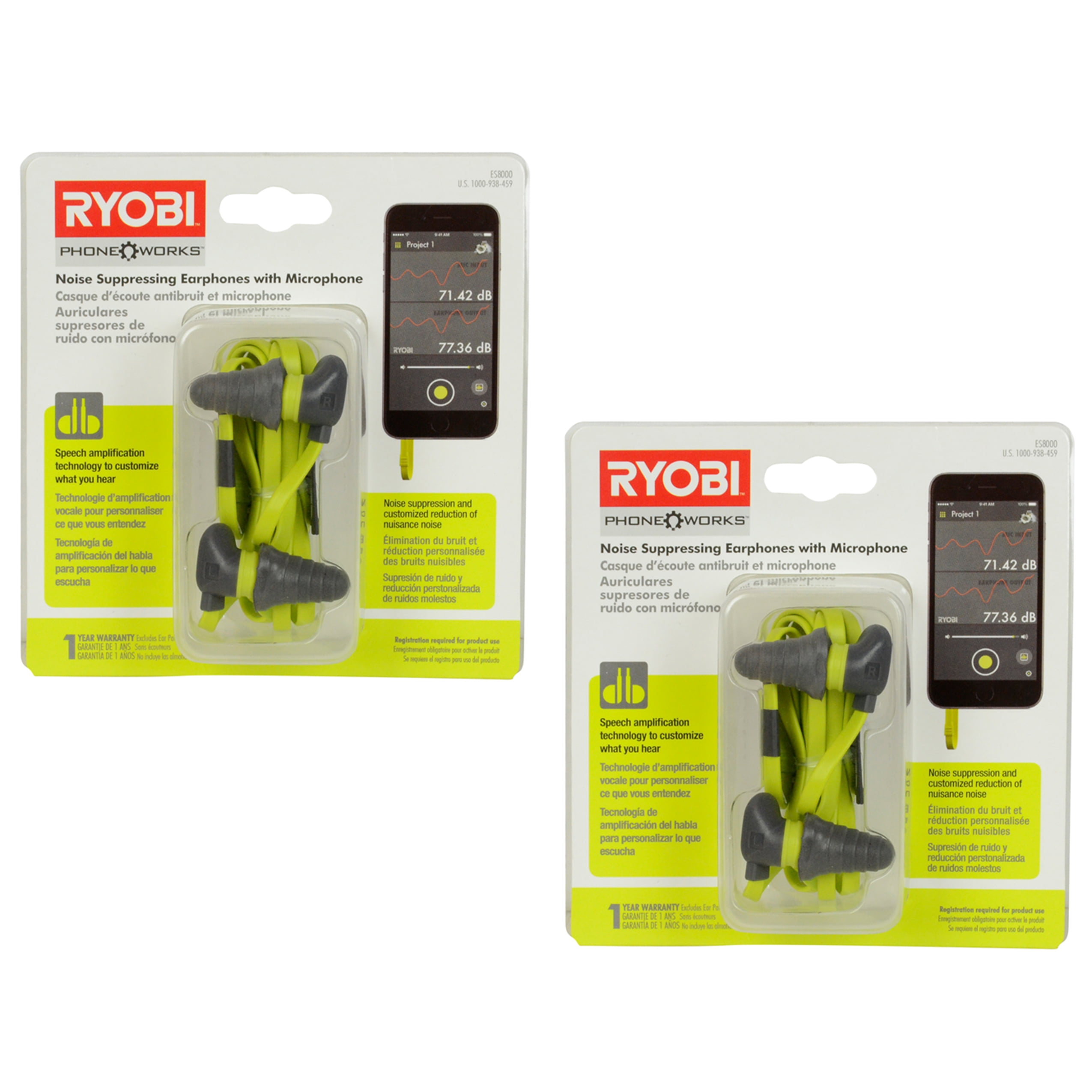 Ryobi Tools ES8000 Noise Cancelling Earphones With Voice Amplifying