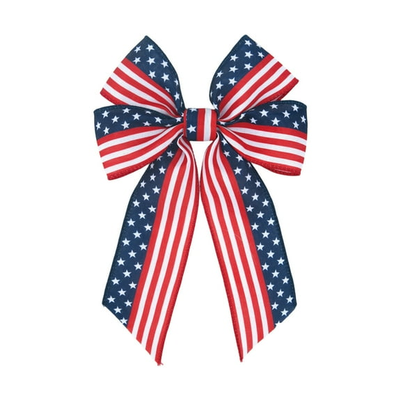 Qocolhg Large 4th of July Patriotic Bows for Wreath,American Flag Wreath Bows Stars Decor American Flag Bow for Indoor Outdoor,Red with Blue Stars Bunting Independence Day Party Holiday Decorations