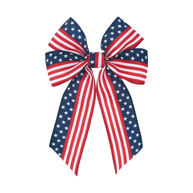 SLYNSHome Nœuds Patriotiques pour Décorations de Couronnes, Guirlande d'Étoiles à Rayures Rouges et Bleues pour le 4 Juillet, Jour de l'Indépendance, Décoration Intérieure et Extérieure