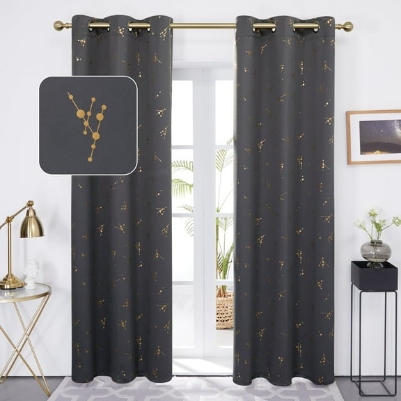 Deconovo Dark Gray Room Darkening Curtains Grommet Thermal Insulated Blackout Window Curtains for Living Room, 42x84 in, 2 Panels