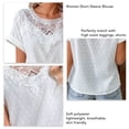 thumbnail image 4 of Women Short Sleeve T Shirt Pure Color Lace Trim Summer Top Tees for Work Shopping Daily Wear White M, 4 of 5