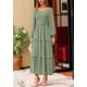 thumbnail image 2 of Vestido largo PRETTYGARDEN de manga larga para mujer, gris y verde, 2 of 8