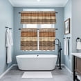 thumbnail image 3 of Farmhouse Beige Brown Kitchen Curtains Sets for Windows 36 Inch Length, Vintage Wooden Striped Rod Pocket Window Treatments Tier Curtains and Valances Set for Bedroom/Bathroom, 3 of 8