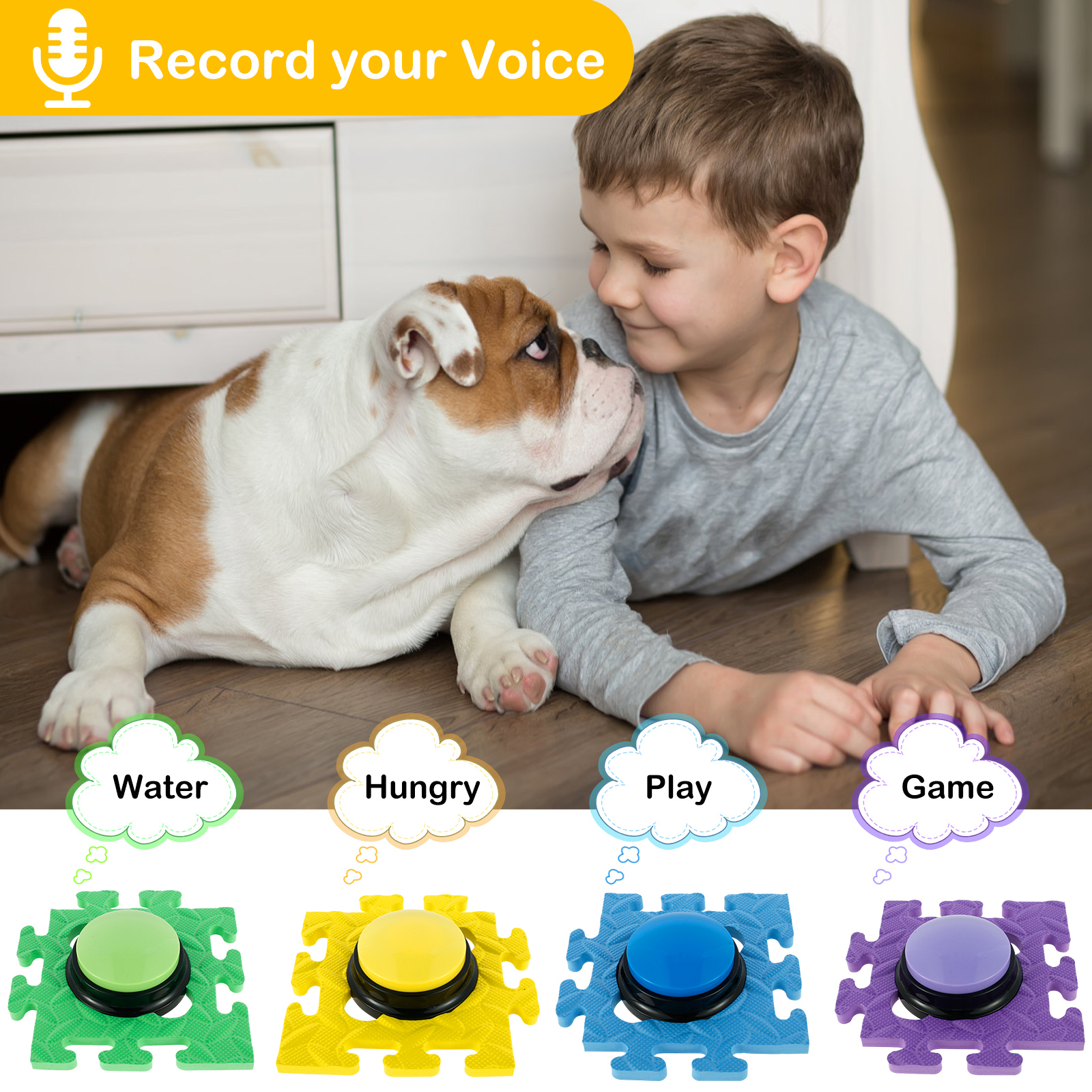Eummy 4Pcs Dog Talking Button Recordable Training Buttons for Dogs