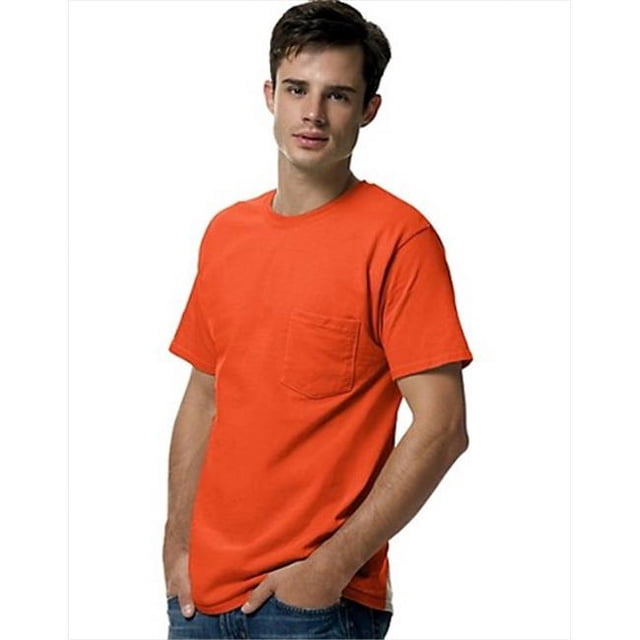 Hanes 5590 Tagless Pocket T-Shirt Size Extra Large, Orange