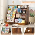 thumbnail image 3 of LELELINKY 35.5" Kids Bookcase Toy Storage Organizer with 5 Layer Sling, 4-Tiers Wood Toy Bookshelf for Kids Room, Brown, 3 of 6