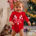 thumbnail image 2 of My First Baby Christmas Pajamas Boys Long Sleeve Cartoon Letter Print Romper Bodysuit Fall Clothes,Christmas Onesie Baby(Size:9-12 Months), 2 of 5
