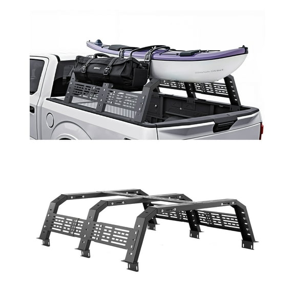VEVOR Overland Truck Bed Rack, 54.3-68.3 in Width, Adjustable Overland Bed Cargo Rack with Sidebar and 900 lbs Static Load Capacity, Heavy Duty Steel, Compatible with Full Size and Mid-Size Trucks