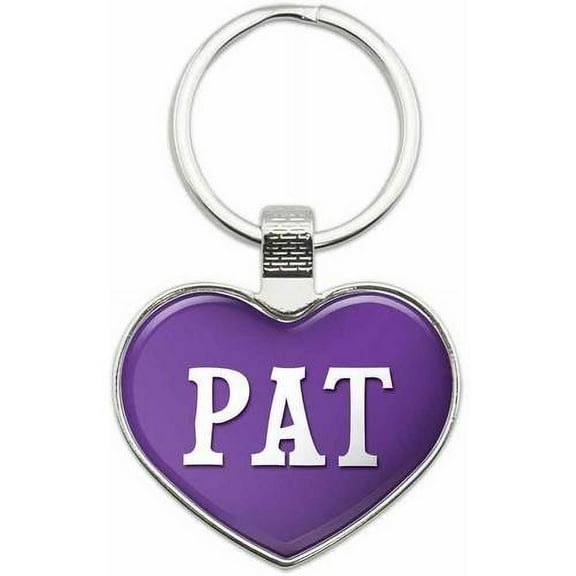 Pat - Names Male Metal Heart Keychain Key Chain Ring, Multiple Colors Available