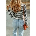 thumbnail image 3 of FOLUNSI Tee-Shirt Col Montant Élégant - Rayures Noires, Tricot Indispensable, 3 of 8