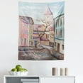 thumbnail image 1 of Rustic Tapestry, Watercolored Effect Street with Paved Stones Rocks Tower Houses People Rural Art, Fabric Wall Hanging Decor for Bedroom Living Room Dorm, 5 Sizes, Multicolor, by Ambesonne, 1 of 1