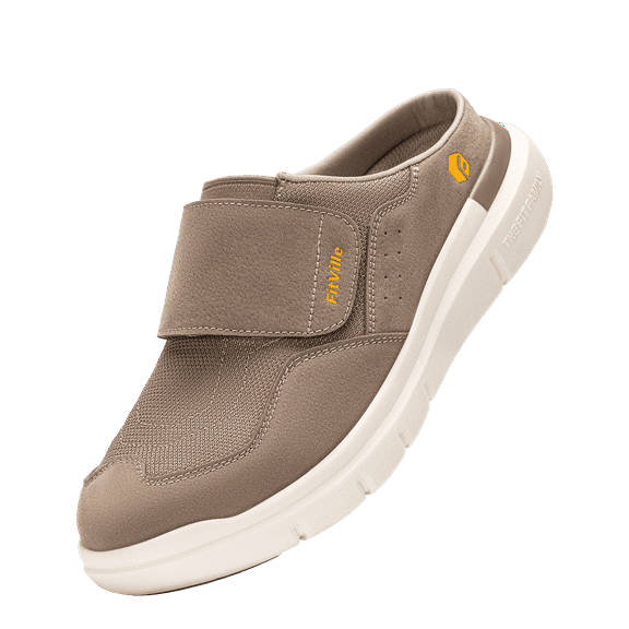FitVille Men's Wide Diabetic Slipper with Arch Support & Slip Resistance