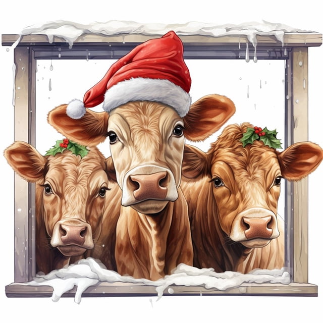 (B7505) Resina Con Ventana Diamante Serie Animal Vaca Animal 30*30CM