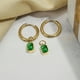 thumbnail image 2 of JeenMata Aros de Talla Esmeralda de 2 Quilates con Bisel y Piedra Natal de Mayo, Chapados en Oro Amarillo, 2 of 8