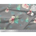 thumbnail image 2 of Soimoi Grey Poly Georgette Fabric Snowman & Tree Christmas Printed Fabric 1 Yard 42 Inch Wide, 2 of 3