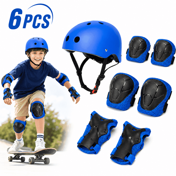Protective Gear Set 7-in-1, Adjustable Helmet with Knee Elbow Wrist Pads for Skateboarding & Scooter, Safety Guard Kit for Girls Boys