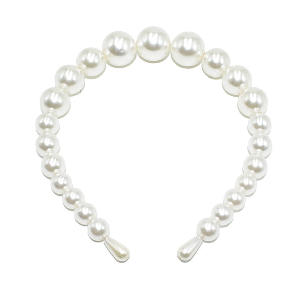 Diadema de perlas de gran tamaño hecha a mano con cuentas para accesorios para el cabello de adultos, diadema de perlas brillantes, artículo digno de regalo