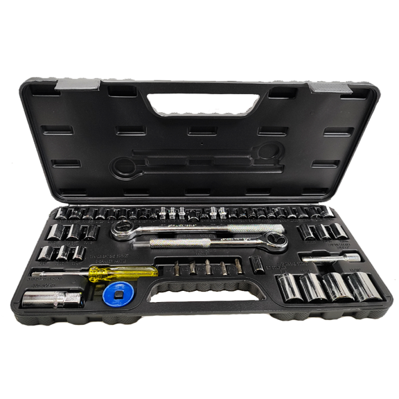 Dados Herramienta Juego Con 2 Matracas 52 Pzs Estuche Plastico