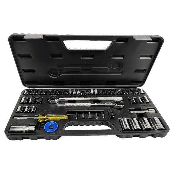 Dados Herramienta Juego Con 2 Matracas 52 Pzs Estuche Plastico