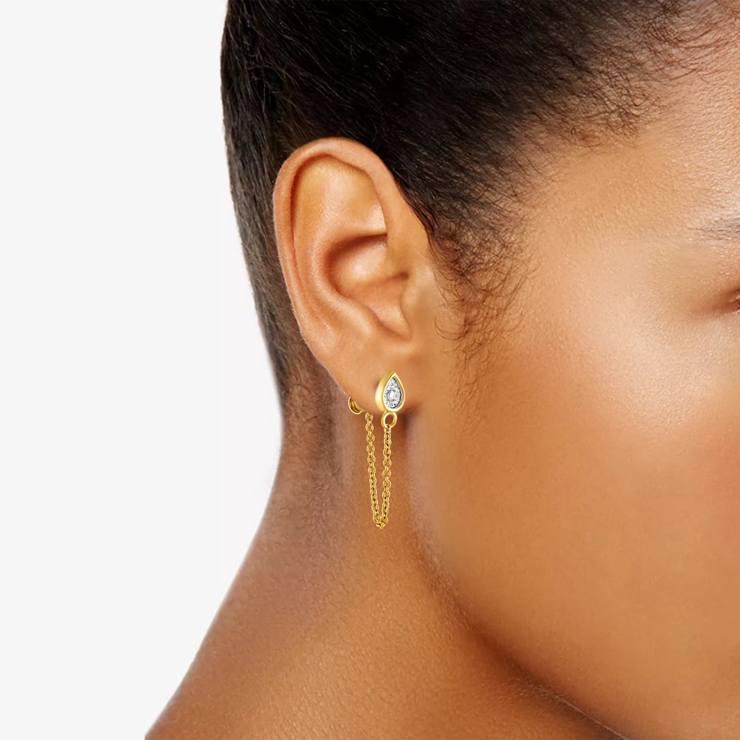 Brilliance Fine Jewelry Lab-Grown Diamond Yellow Gold-Plated Silver Convertible Earrings Set