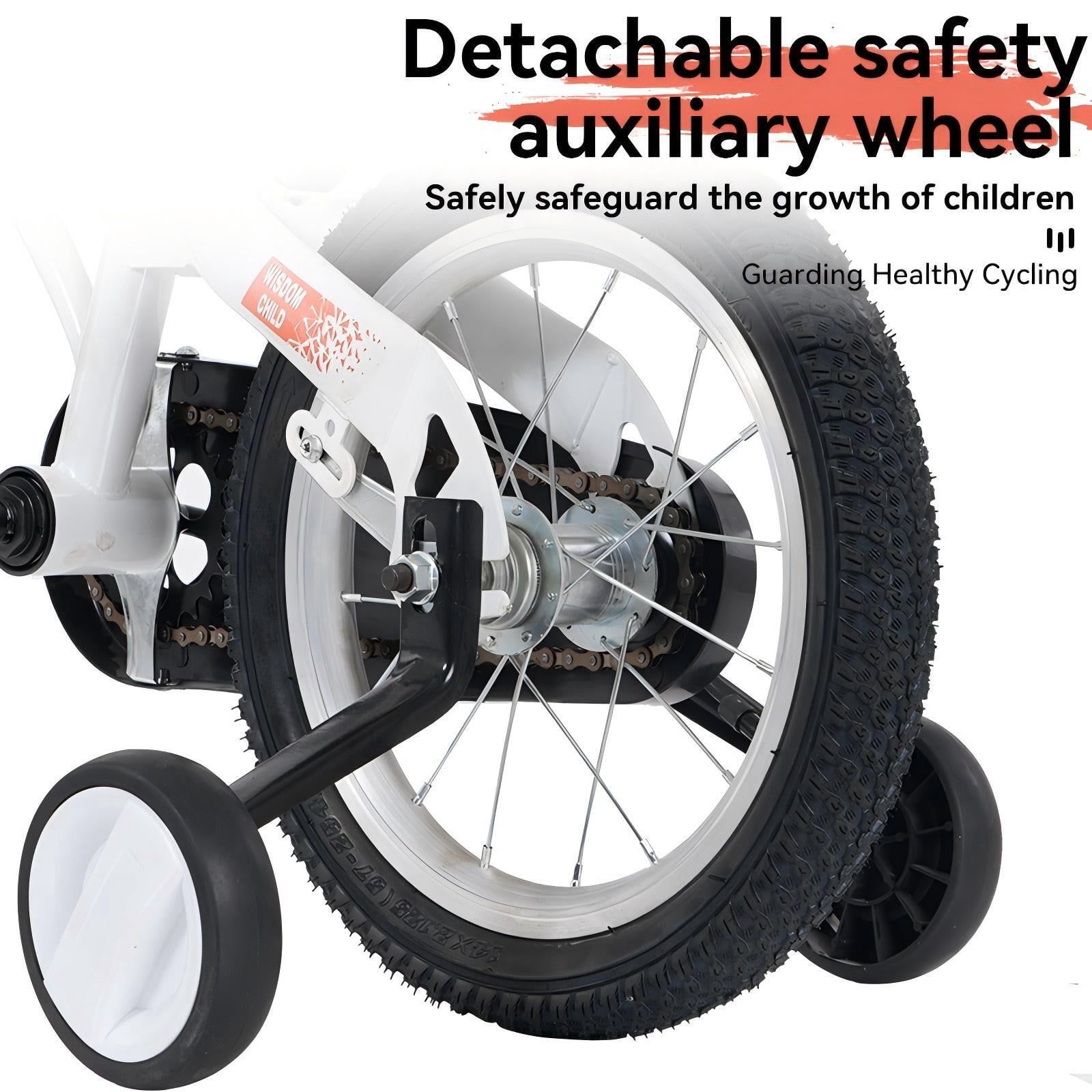Euroco 16 Inch Kids Bike for Age 4-8 Years, Easy Learning Children Bicycles with Adjustable Saddle,Handbrake and Kickstand Training Wheels for Rider Height 41"- 53",White