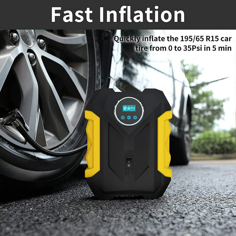 VFMFM Cordless Tyre Inflator Handheld Air Compressor, 12V Portable 5200mAh  Rechargeable Car Tyre Pump, 150PSI Electric Digital Car Air Pump with LED  Light & 4 N… in 2023