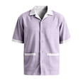 thumbnail image 6 of Men Short Sleeve Button Down Shirt with Contrast Trim Notched Collar Relaxed Fit Casual Top for Everyday Wear, 6 of 8